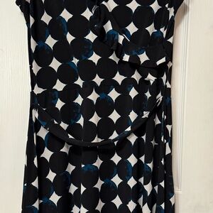 Leota Black and White Asymmetrical Sheath Dress